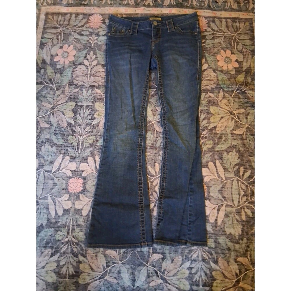 Vintage 2000's Paris Blues Blue Denim Stretch Zip Button Women's Juniors Size 9 - Picture 1 of 4